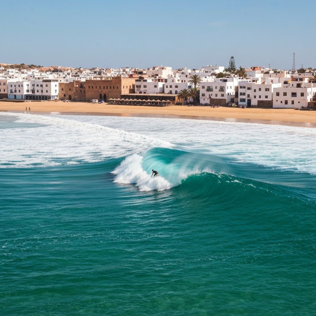 Vagues parfaites au spot d'Anchor Point à Taghazout, Maroc